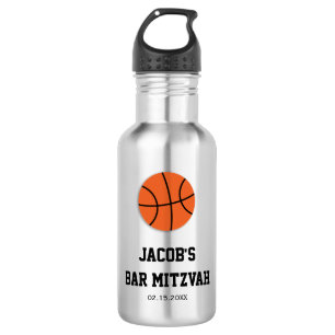 Basketball Bar Mitzvah gepersonaliseerd Waterfles
