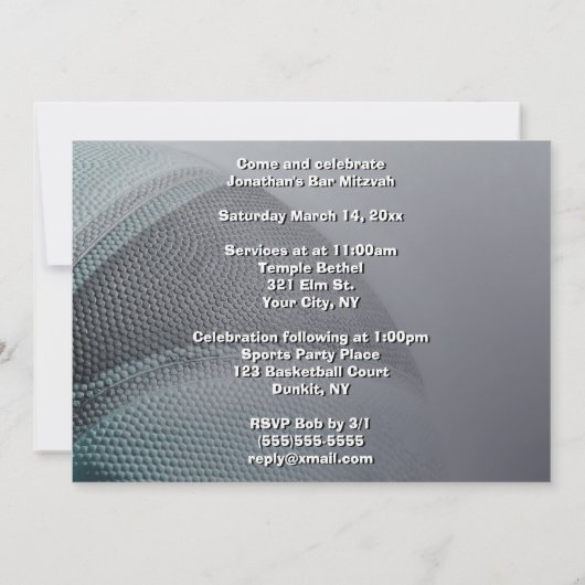  Basketball Bar Mitzvah Kaart (Achterkant)