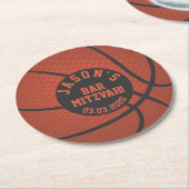 Basketball Bar Mitzvah Oranje Black Ronde Kartonnen Onderzetter (Gebogen)