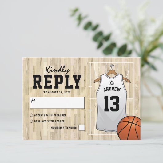 Basketball Bar Mitzvah RSVP (Staand voorkant)