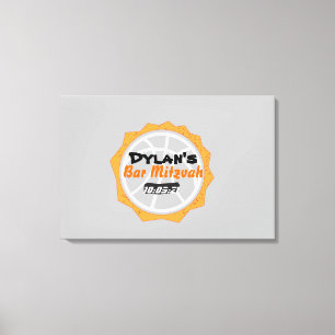 Basketball Bar Mitzvah Sign In Memory Board Canvas Afdruk