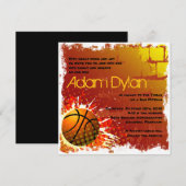 Basketball Bar Mitzvah Uitnodiging (Voorkant / Achterkant)