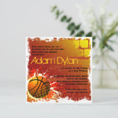 Basketball Bar Mitzvah Uitnodiging (Staand voorkant)