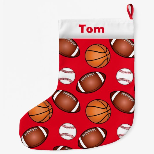 Basketball Baseball Football  Grote Kerstsok (Achterkant)
