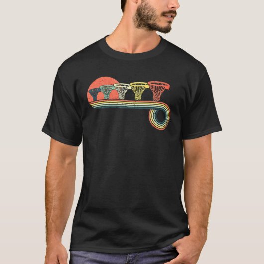 Basketball Basket Net Retro Sunset Rainbow T-shirt (Voorkant)