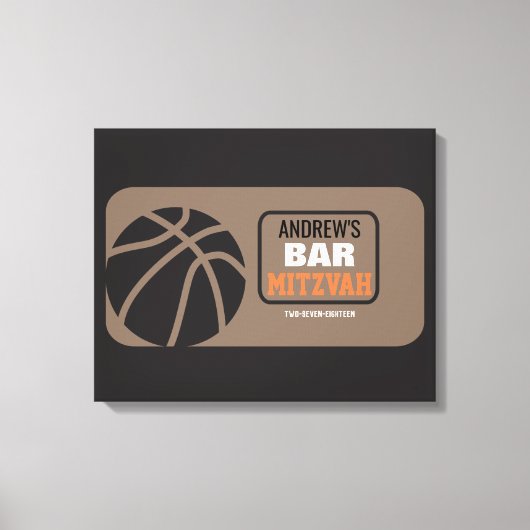 BASKETBALL Bat Bar Mitzvah Sign-In Memory Board Canvas Afdruk (Voorkant)