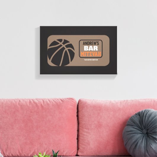 BASKETBALL Bat Bar Mitzvah Sign-In Memory Board Canvas Afdruk (Insitu (Woonkamer))