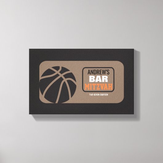 BASKETBALL Bat Bar Mitzvah Sign-In Memory Board Canvas Afdruk (Voorkant)