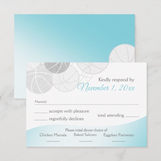 Basketball Bat Mitzvah Response RSVP Kaartje (Voorkant / Achterkant)