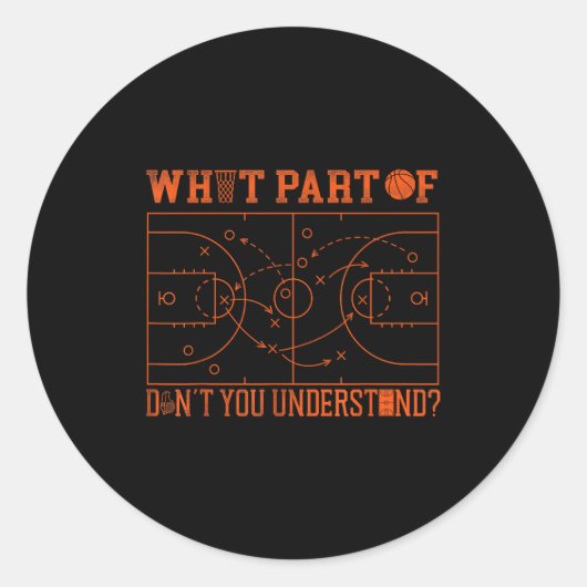 Basketball Bball What Part Of Don't You Understand Ronde Sticker (Voorkant)