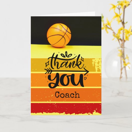 Basketball bedankt coach kaart (Gele Bloem)