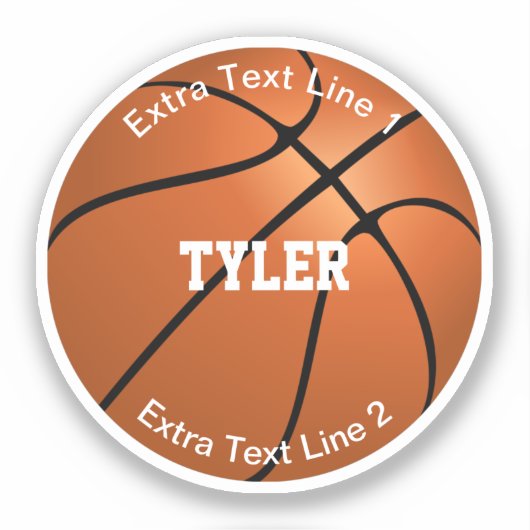 Basketball, benaming in wit, 2 extra lijnen van he sticker (Voorkant)