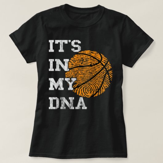 Basketball bevindt zich in mijn DNA-vingerafdrukle T-shirt (Design voorkant)
