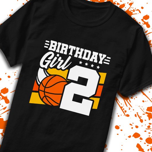 Basketball Birthday 2-jarig meisje 2e verjaardag T-shirt