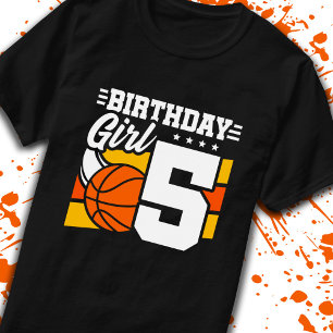 Basketball Birthday 5 Year Old Girl 5th Birthday T-shirt