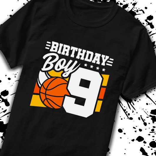 Basketball Birthday 9 Year Old Boy 9th Birthday T-shirt
