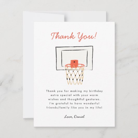 Basketball Birthday Bedankkaart (Voorkant)