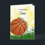 Basketball Birthday Card Kaart<br><div class="desc">Geef je basketbal liefhebbende vader een honkbal- en vleermuiskaart met een explosief basketbalthema! Een basketbal en een knuppel met de woorden "Op een geweldige vader".</div>
