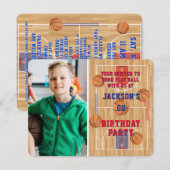 Basketball Birthday-foto Kaart (Voorkant / Achterkant)