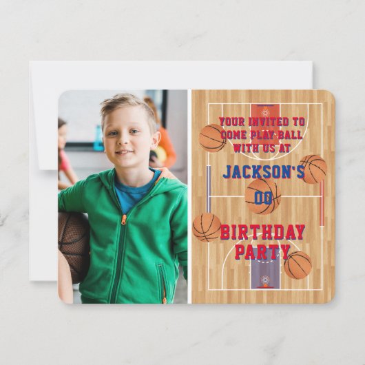 Basketball Birthday-foto Kaart (Voorkant)
