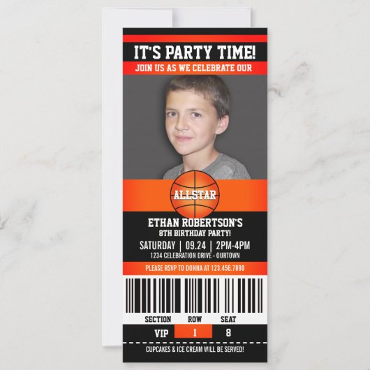 Basketball Birthday-fotosjabloon Kaart (Voorkant)