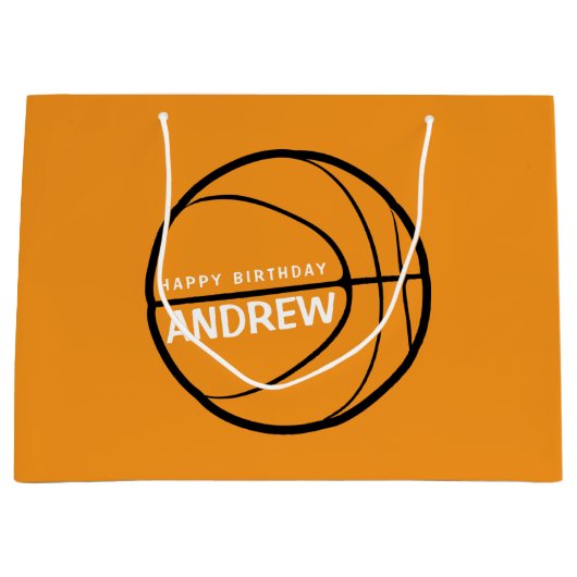 Basketball Birthday Gift Bag Groot Cadeauzakje (Voorkant)