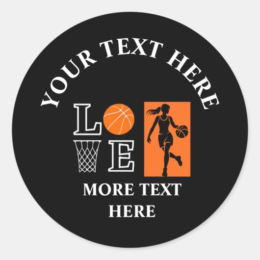 Basketball Birthday Gift, Basketball Girl Player Ronde Sticker (Voorkant)
