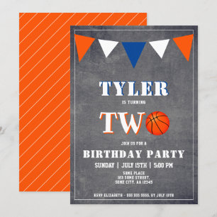Basketball Birthday Invitation Boy 2de verjaardag Kaart