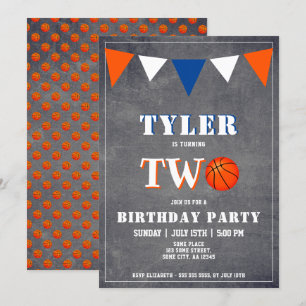 Basketball Birthday Invitation Boy 2de verjaardag Kaart
