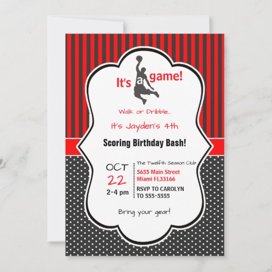 Basketball Birthday Invitation Card Kaart (Voorkant)