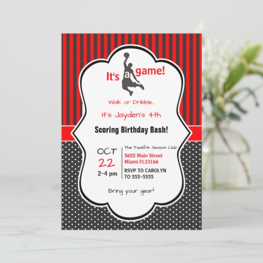 Basketball Birthday Invitation Card Kaart (Staand voorkant)