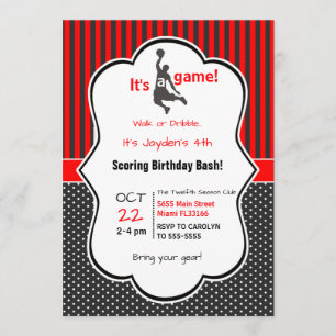 Basketball Birthday Invitation Card Kaart