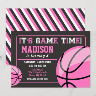 Basketball Birthday Invitation Chalkboard Girl Kaart
