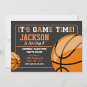 Basketball Birthday Invitation Chalkboard Kaart (Voorkant)