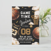 basketball birthday Invitation Kaart (Staand voorkant)