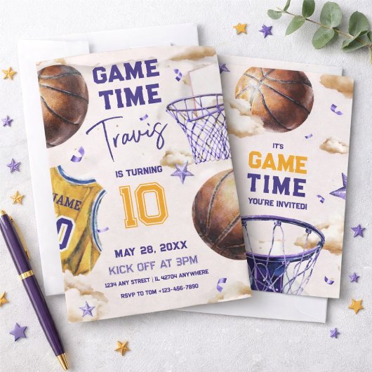 basketball birthday invitation kaart