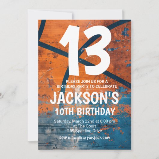 Basketball Birthday Invite Kaart (Voorkant)