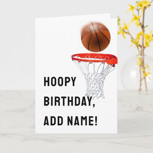 Basketball Birthday Kaart (Gele Bloem)