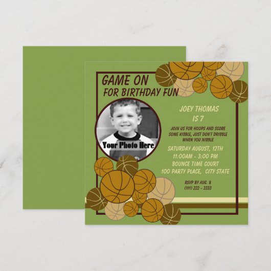 Basketball Birthday Kaart (Voorkant / Achterkant)