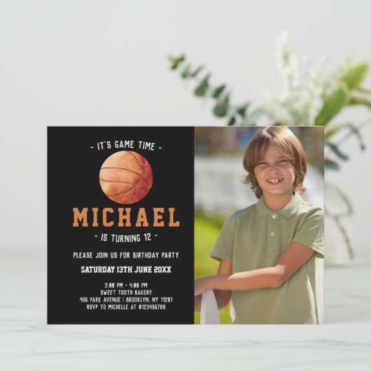 Basketball Birthday Kaart (Staand voorkant)