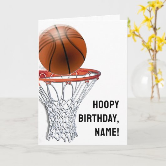 Basketball Birthday Kaart (Gele Bloem)