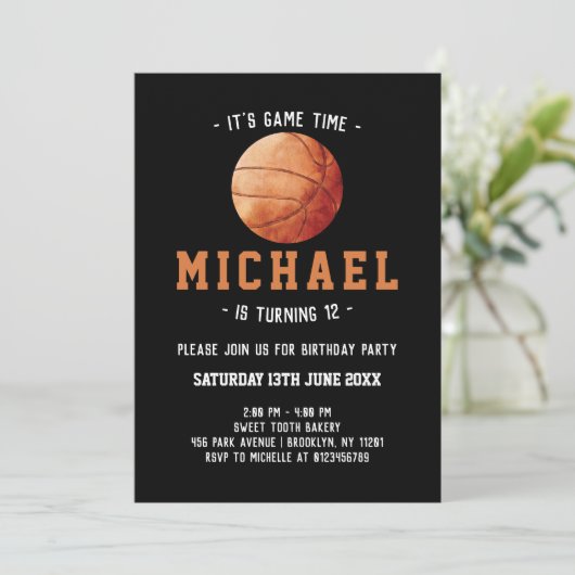 Basketball Birthday Kaart (Staand voorkant)
