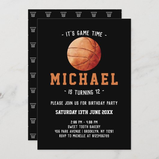 Basketball Birthday Kaart (Voorkant / Achterkant)