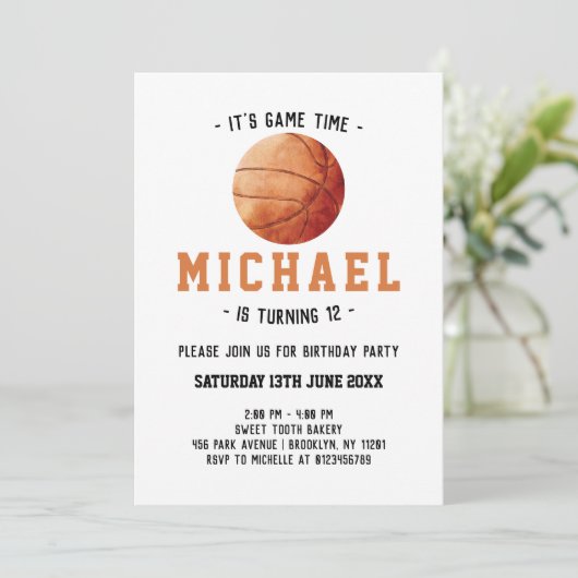 Basketball Birthday Kaart (Staand voorkant)