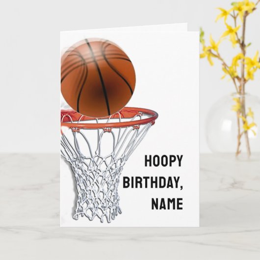 Basketball Birthday Kaart (Gele Bloem)