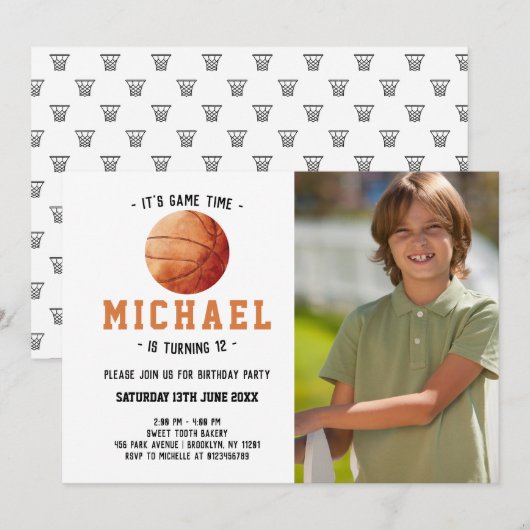 Basketball Birthday Kaart (Voorkant / Achterkant)