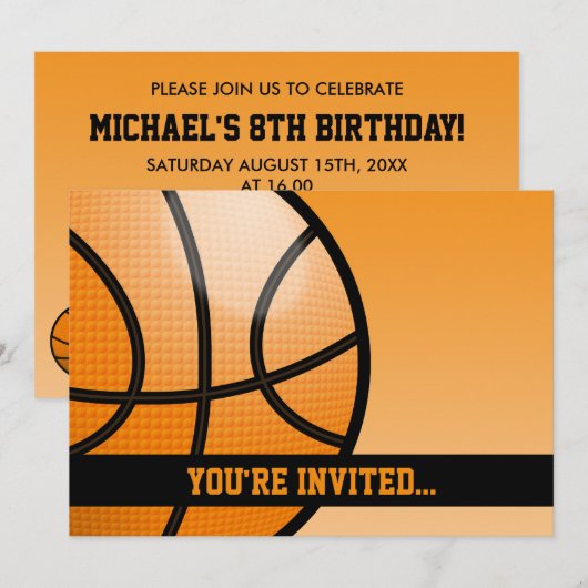 Basketball Birthday Kaart (Voorkant / Achterkant)