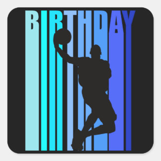 Basketball Birthday Mannen Kinder Kinderen Koel Fu Vierkante Sticker