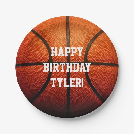 Basketball Birthday Papieren Bordje (Voorkant)