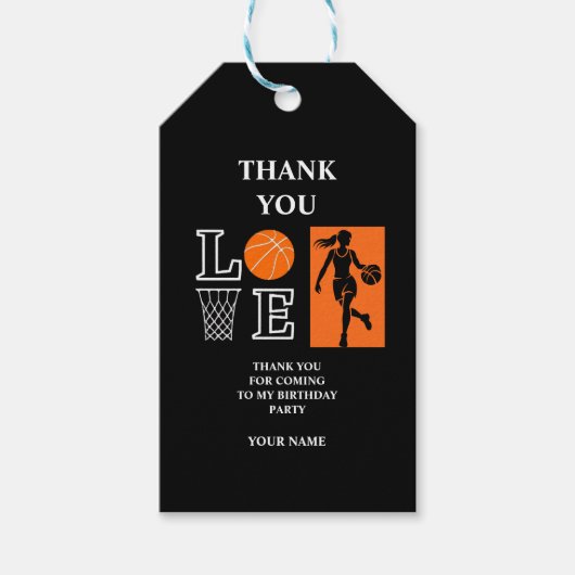 Basketball Birthday Party, Basketball Player Cadeaulabel (Voorkant)